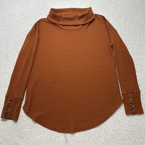 LuLaRoe Round Hem Women's Medium Burnt Orange Cowlneck Waffle Knit Sweater